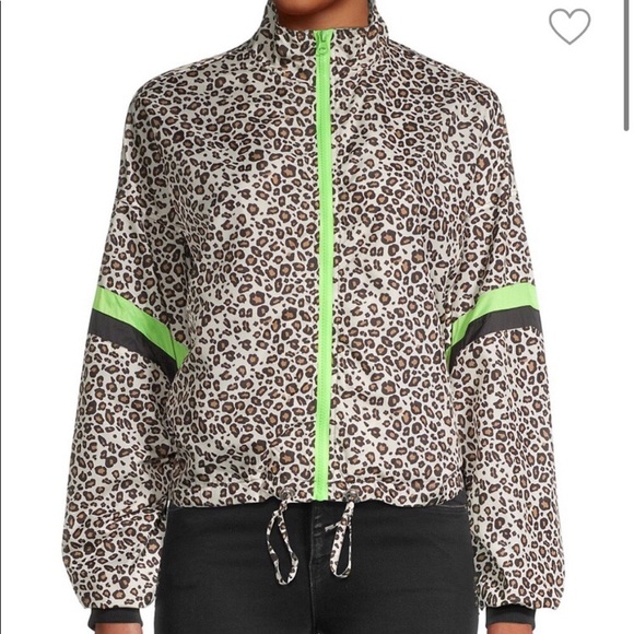 Central Park West Jackets & Blazers - Central Park West Leopard Neon Stripe Windbreaker Jacket